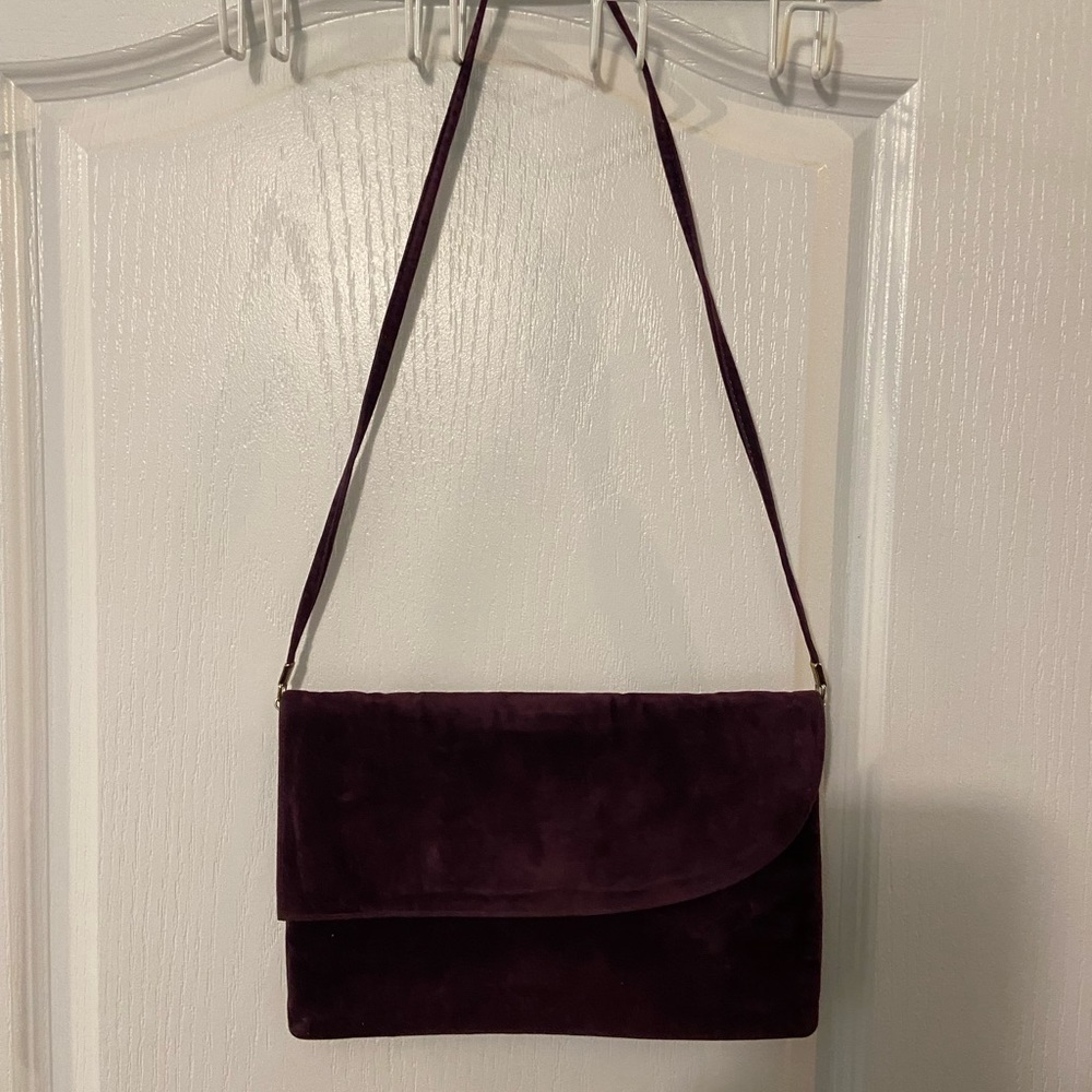 Vintage Eggplant Purple Velvet Clutch or Shoulder bag